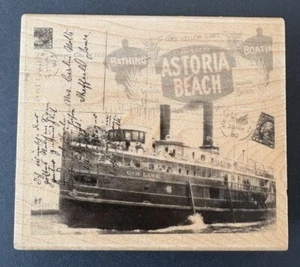 Rubber Stampede Astoria Beach Cruise Ship Collage Mixed Media Rubber Stamp - Picture 1 of 3