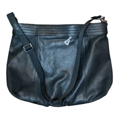  Nuovedive 意大利卵石皮革斜挎包单肩包钱包黑色意大利制造 — 第 1/4 张图片