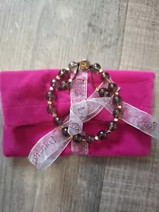 Bracciale Lola Rosa Sfaccettato con Distanziali Tono Oro Gemme Festa San Valentino - Foto 1 di 21