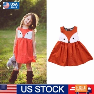 Baby Girls Kids Princess Sleeveless Dress Party Tutu Short Casual Cotton Dress - Picture 1 of 11