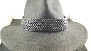SCHWARZ GEFLOCHTEN DEKOR Hutband Hutband verstellbar Leder Western Cowboy Cowgirl - Bild 1 von 11
