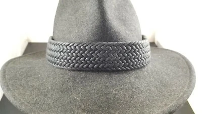 DECORACIÓN TEJIDA NEGRA Sombrero Banda Ajustable Cuero Vaquero Occidental Vaquera Foto 1 de 4