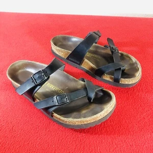 Birkenstock Mayari Sandals Black Leather Shoes Beach House Buckle Sz 4 Eur 36 - Picture 1 of 11