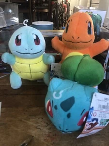 Lot Of 3 NWT Pokemon 2016 XY Tomy Stuffed Plush Charmander Squirtle Bulbasaur - Picture 1 of 17