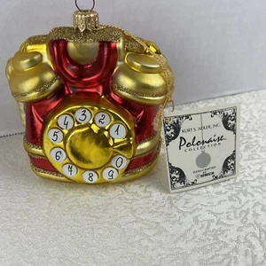 Weihnachtsschmuck Polen mundgeblasenes Glas altes Telefon Kurt S Adler rot gold - Bild 1 von 13