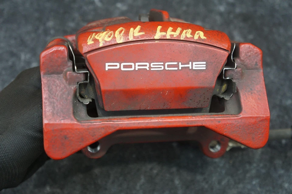 Rear Left Brake Caliper & Bracket Red OEM 95B615423E Porsche Macan 2015-18 - Image 1 of 4