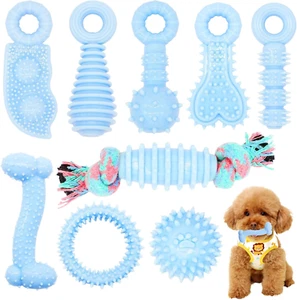 Puppy Toys, 9 Pack Dog Chew Toys for Puppy, Cute Blue Small Dog Toys, Teething T - Picture 1 of 7