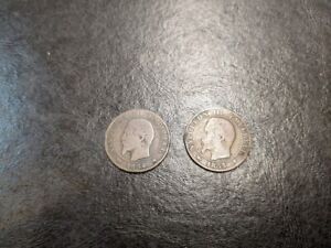 Lot of 2 France 5 Centimes 1854 K and 1855 BB