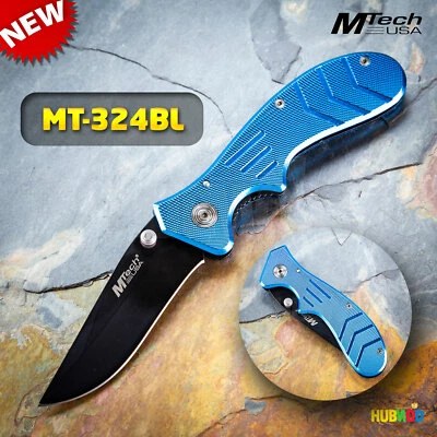 Cuchillo Plegable Táctico Corte Diamante Azul 7.5" MTech MT-324BL con Clip de Bolsillo NUEVO Foto 1 de 4