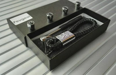 Peugeot Luxury leather keyring keychain fob Gift box
