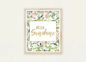 Impresión de hola sol, arte de pared floral, flores de acuarela, impresión de cotización - Imagen 1 de 5