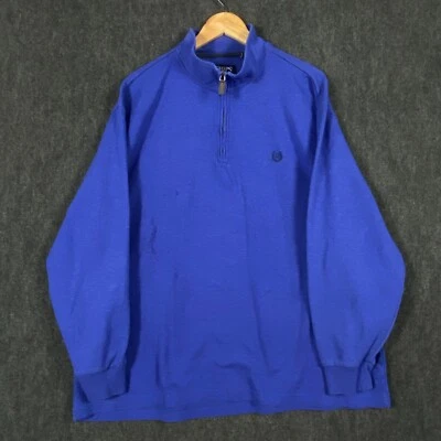Chaps Mens 3XB 1/4 Zip Pullover Sweater Jumper Royal Blue Knit Crest - Image 1 of 4