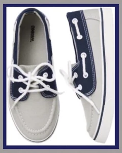 NWT Boys 11 Gymboree “SPACE VOYAGER” Gray/Navy Canvas DECK BOAT SlIp-on SHOES - Picture 1 of 2