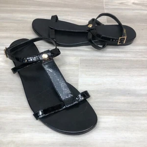 Cole Haan Damen-Sandale mit Riemen Knöchelwickel flach schwarz D43602 Größe 10 B - Bild 1 von 10