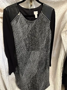 Abito "Chico's" (3) bianco e nero ecopelle e dettaglio spalle con cerniera $24,99 - Foto 1 di 5