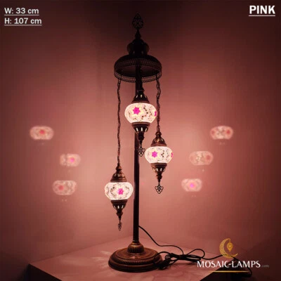 3 Globe Floor Lamps Medium, Turkish Mosaic Bedside, Moroccan, Ottoman, Office, R - Image 1 of 2