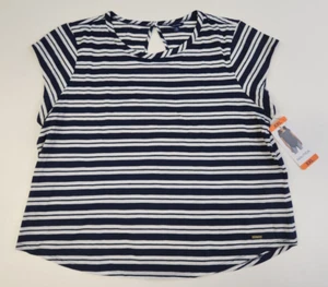 NAUTICA Women's White Navy Striped Tee Size 2XL XXL Short Sleeves T-Shirt NWT - Picture 1 of 2
