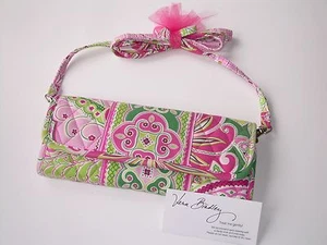 Vera Bradley PINWHEEL PINK SLEEK WALLET Crossbody PURSE Coin CHECKBOOK Strap EUC - Picture 1 of 4