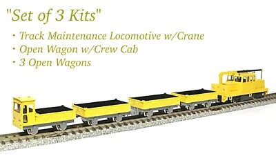 N Scale Aru-Model Track Maintenance MOW Locomotive & 4 Open Wagons Set of 3 Kits - Image 1 of 4