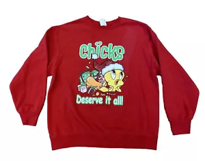 Vintage Looney Tunes Tweety Vogeldruck Weihnachten Sweatshirt rot 90er USA - Bild 1 von 7