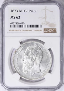 Belgium 5 Francs 1873 NGC MS62 - Picture 1 of 4