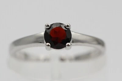 Nobile 1,15 Carati Granato Anello 925 Argento Anello Rosso Sangue Misura - Immagine 1 di 4