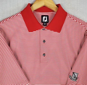 FOOTJOY x LONGUE VUE CLUB Size Large Polo Shirt Mens Red/White Stripe Golf FJ - Picture 1 of 17