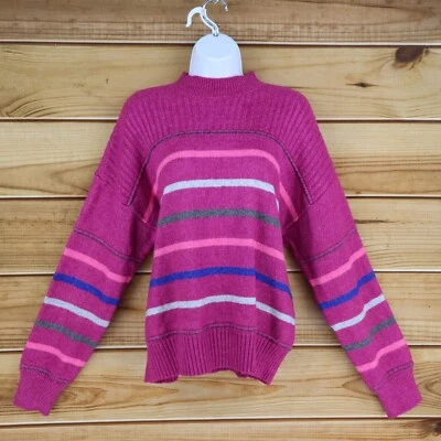 Suéter St. John's Bay para Mulheres XXL Rosa Listrado Ombro Caído Gola Alta Macia - Imagem 1 de 4