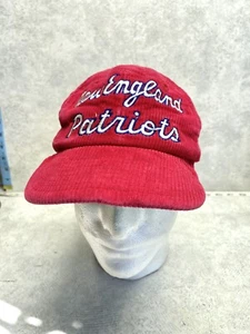 VINTAGE New England Patriots Schriftzug rot Cord Hut East Port Druckknopflasche - Bild 1 von 6