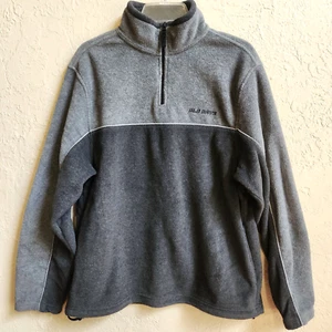 Old Navy Pullover Jacket Mens Large Gray Black Fleece 1/2 Zip Elastic Drawstring - Picture 1 of 10