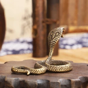 Estatua de serpiente Boa cobra de bronce antigua de 2,36" estatuillas en miniatura zodiaco de cobre - Imagen 1 de 7