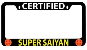 Black METAL License Plate Frame Certified Super Saiyan Accessory Dragon Ball 53 - Picture 1 of 1