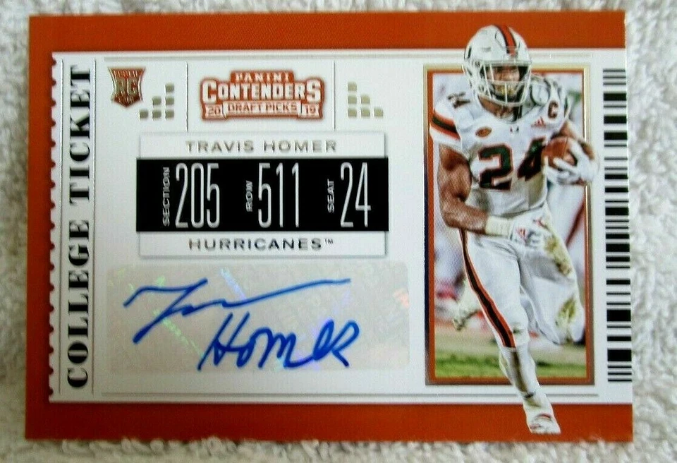 TRAVIS HOMER RC 2019 PANINI CONTENDERS DRAFT PICKS ROOKIE AUTO!SEAHAWKS RB RC - Image 1 of 2