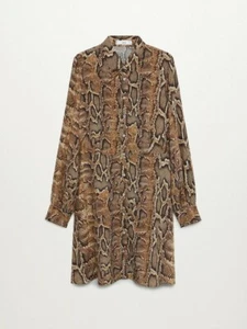 MANGO Snake Mini Shirt Dress - Brown SOLD OUT SIXE XS - Picture 1 of 2