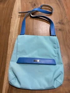 Tumi Handbag Aqua Blue Nylon Leather Travel Everyday Crossbody Shoulder Bag - Picture 1 of 10
