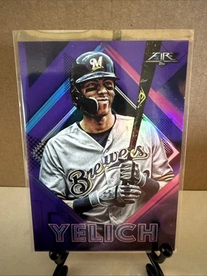 2020 Topps Fire Purple Parallel Christian Yelich #198 Milwaukee Brewers /99 - Image 1 of 3