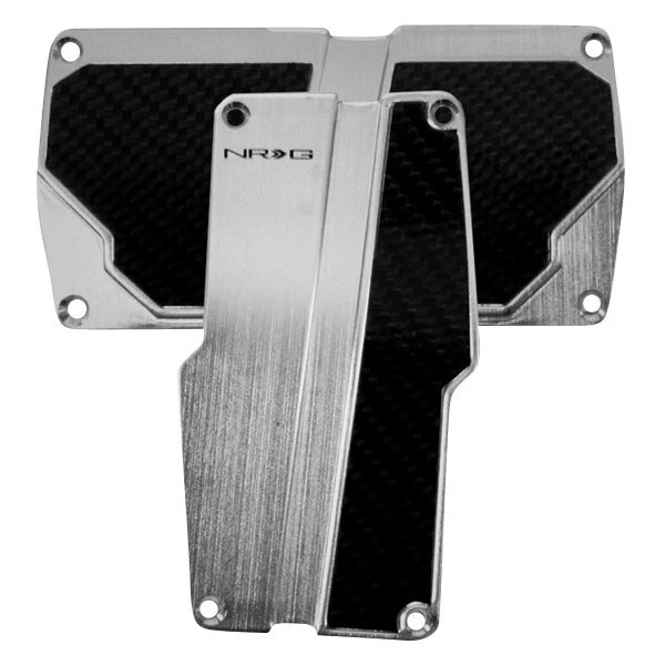 NRG Innovations Automatic Silver Brushed Aluminum Pedal Pad Set w Black Carbon - Изображение 1 из 1