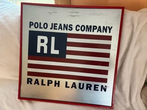 Vtg LARGE RALPH LAUREN POLO JEANS COMPANY RL FLAG GALVANIZED METAL STORE SIGN - Picture 1 of 9