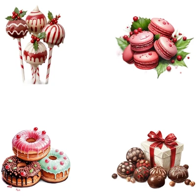 Wooden Holiday Frame Set with Candy Cookie Chocolate Print Indoor Decor - Image 1 of 4