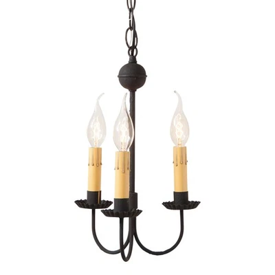 Small 3-Arm Primitive Chandelier in Textured Black - Image 1 of 3