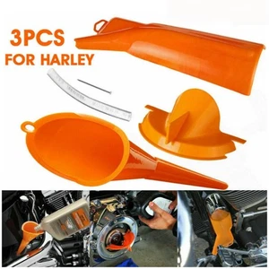 3 PCS Orange Primary Oil Fill Funnel+Drip Free Oil Filter Set Fits For Harley - Picture 1 of 10