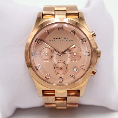 Marc Jacobs Women's Rose Gold Tone Chronograph Watch 38mm MBM3107 w New Battery - Image 1 of 4