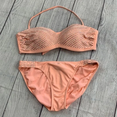 Parte superior e inferior de bikini Miss Me talla grande detalles de estrás melocotón Foto 1 de 4
