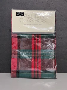 Fashion Classics by Fashion Industries RED TARTAN PLAID Tablecloth 52" x 70" NOS - Picture 1 of 2