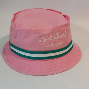 Beverly Hills Hotel Bungalows ICONIC Pink Green Bucket Hat CUSTOM PUKKA LA VTG  - Picture 1 of 15