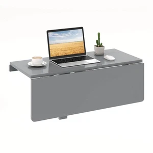 Costway Floating Folding Desk Wall-Mounted Drop-Leaf Table Space Saver Black - Picture 1 of 9