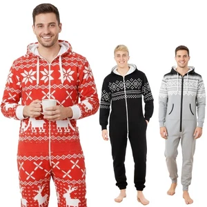 Fleece 1Onesie Overall All in 1 Hoodie Erwachsene Zip Schlaf Pyjama warm Nachtwäsche - Bild 1 von 20
