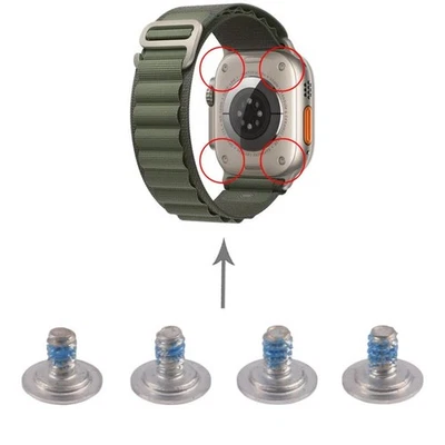 Per Apple Watch Ultra 1/Ultra 2 49 mm set di 4 viti di ricambio kit ARGENTO - Immagine 1 di 4