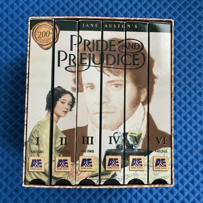 Vintage Pride and Prejudice Colin Firth BBC A&E VHS, 1996 Six Tape Set - Image 1 of 4