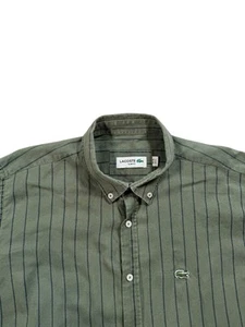 Lacoste Men’s Green Striped Long Sleeve Slim Fit Shirt - Size XL - Picture 1 of 10
